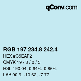 カラーコード: RGB 197 234.8 242.4 | qconv.com