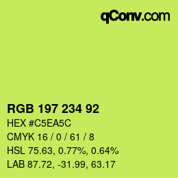 Color code: RGB 197 234 92 | qconv.com