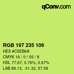 Color code: RGB 197 235 106 | qconv.com