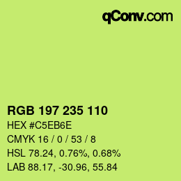 Color code: RGB 197 235 110 | qconv.com