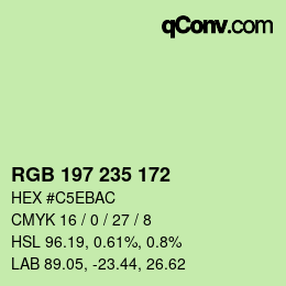 Color code: RGB 197 235 172 | qconv.com