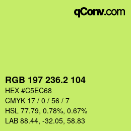 カラーコード: RGB 197 236.2 104 | qconv.com
