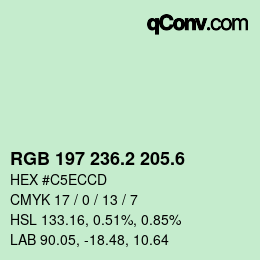 カラーコード: RGB 197 236.2 205.6 | qconv.com