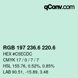 カラーコード: RGB 197 236.6 220.6 | qconv.com