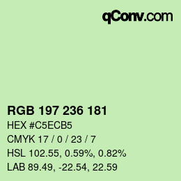 カラーコード: RGB 197 236 181 | qconv.com