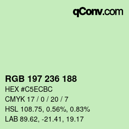 Color code: RGB 197 236 188 | qconv.com