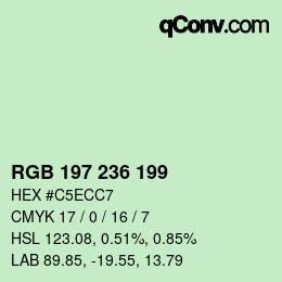 Color code: RGB 197 236 199 | qconv.com