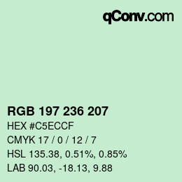 Color code: RGB 197 236 207 | qconv.com