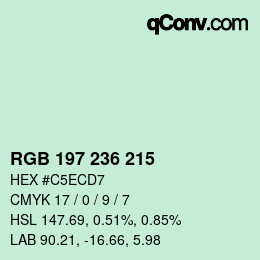 カラーコード: RGB 197 236 215 | qconv.com