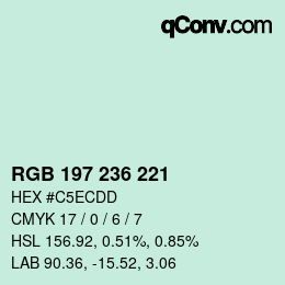 Color code: RGB 197 236 221 | qconv.com