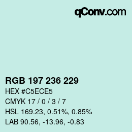 カラーコード: RGB 197 236 229 | qconv.com