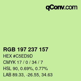 Color code: RGB 197 237 157 | qconv.com