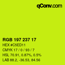 Color code: RGB 197 237 17 | qconv.com