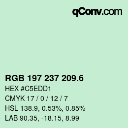 カラーコード: RGB 197 237 209.6 | qconv.com
