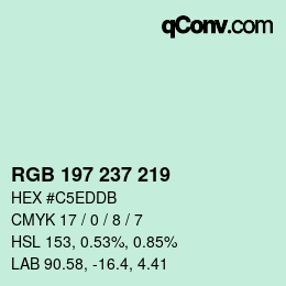 Color code: RGB 197 237 219 | qconv.com