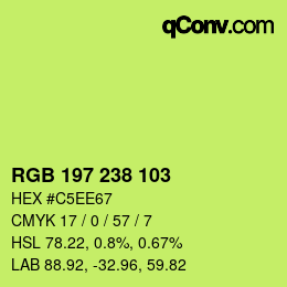 Color code: RGB 197 238 103 | qconv.com