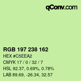 Color code: RGB 197 238 162 | qconv.com