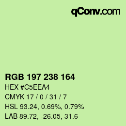 Color code: RGB 197 238 164 | qconv.com