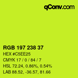 Color code: RGB 197 238 37 | qconv.com