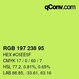 Color code: RGB 197 238 95 | qconv.com