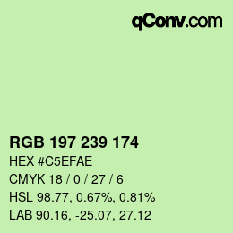 Farbcode: RGB 197 239 174 | qconv.com
