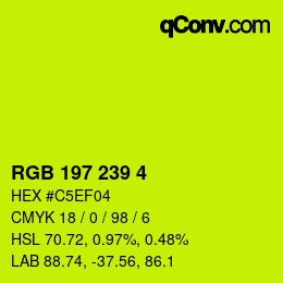 カラーコード: RGB 197 239 4 | qconv.com