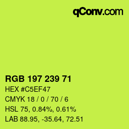 Color code: RGB 197 239 71 | qconv.com