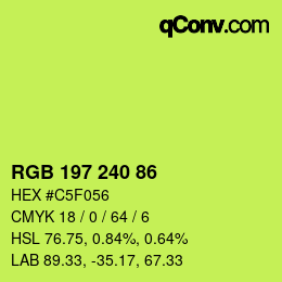 Color code: RGB 197 240 86 | qconv.com