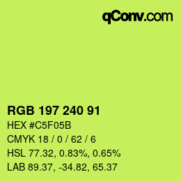 Color code: RGB 197 240 91 | qconv.com