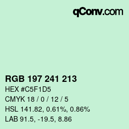 Color code: RGB 197 241 213 | qconv.com