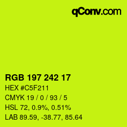 Color code: RGB 197 242 17 | qconv.com