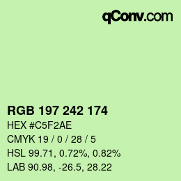 颜色代码: RGB 197 242 174 | qconv.com