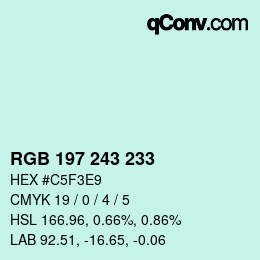Color code: RGB 197 243 233 | qconv.com