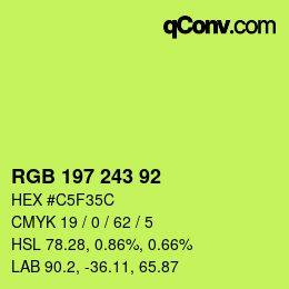 カラーコード: RGB 197 243 92 | qconv.com