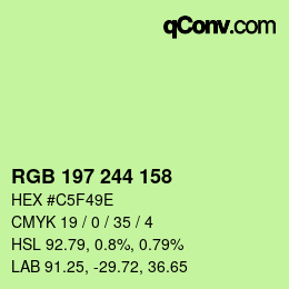 Color code: RGB 197 244 158 | qconv.com