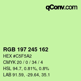 Color code: RGB 197 245 162 | qconv.com