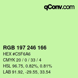 Color code: RGB 197 246 166 | qconv.com