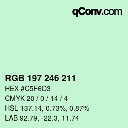 カラーコード: RGB 197 246 211 | qconv.com