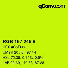 カラーコード: RGB 197 246 8 | qconv.com