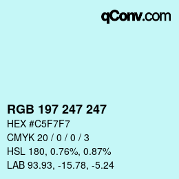 Color code: RGB 197 247 247 | qconv.com