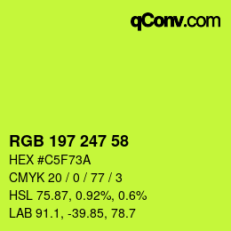 Color code: RGB 197 247 58 | qconv.com