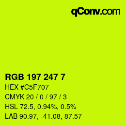 Color code: RGB 197 247 7 | qconv.com