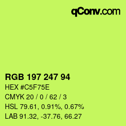Color code: RGB 197 247 94 | qconv.com