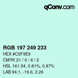 Color code: RGB 197 249 233 | qconv.com