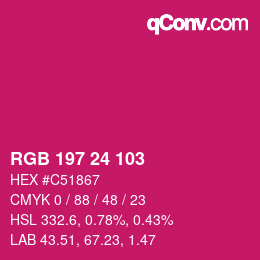 颜色代码: RGB 197 24 103 | qconv.com