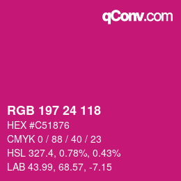 颜色代码: RGB 197 24 118 | qconv.com