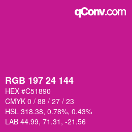颜色代码: RGB 197 24 144 | qconv.com