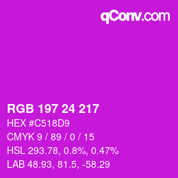カラーコード: RGB 197 24 217 | qconv.com