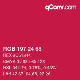 颜色代码: RGB 197 24 68 | qconv.com