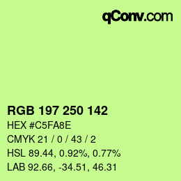 カラーコード: RGB 197 250 142 | qconv.com